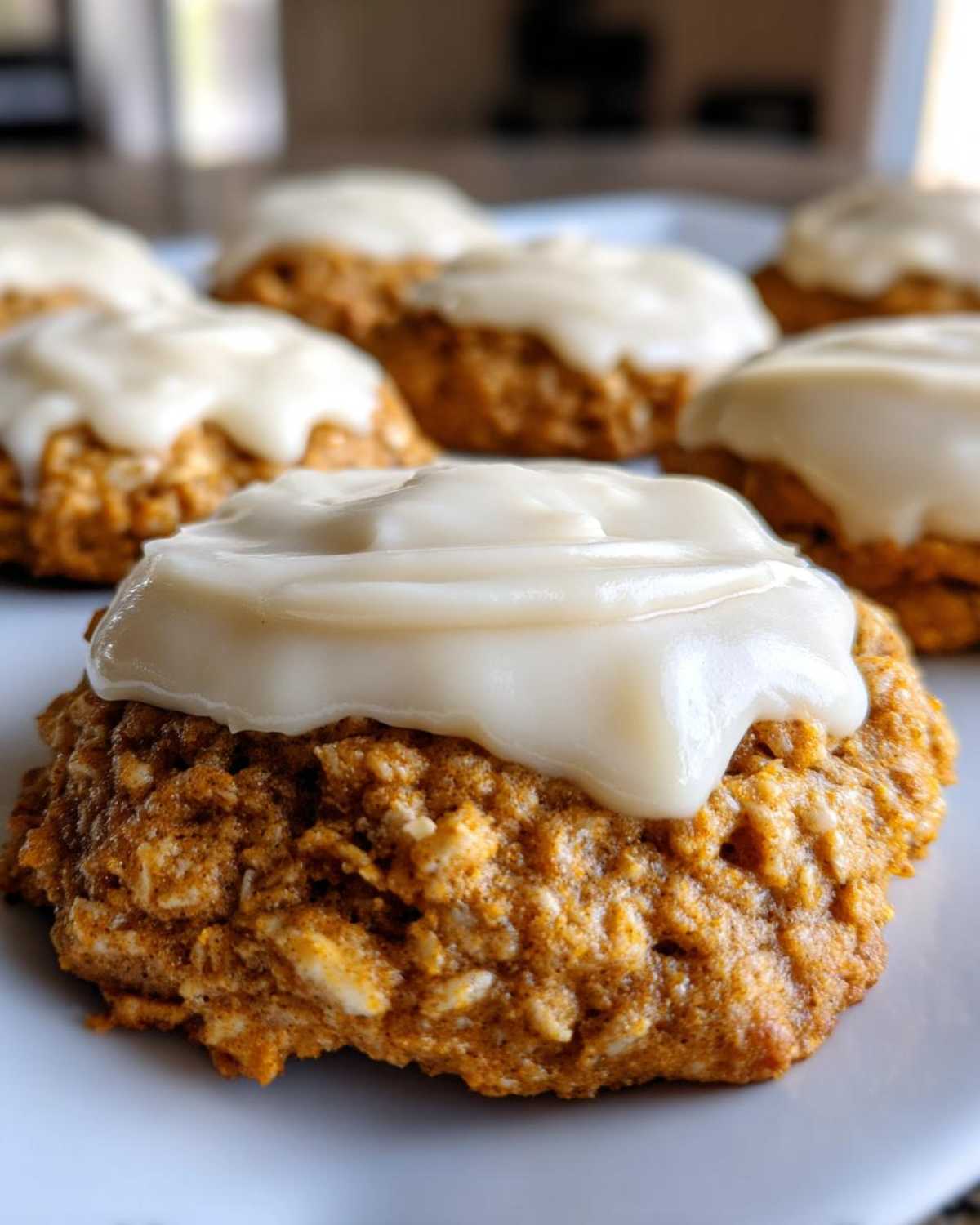 Soft Chewy Pumpkin Oatmeal Cookies Maple Frosting - detail 1