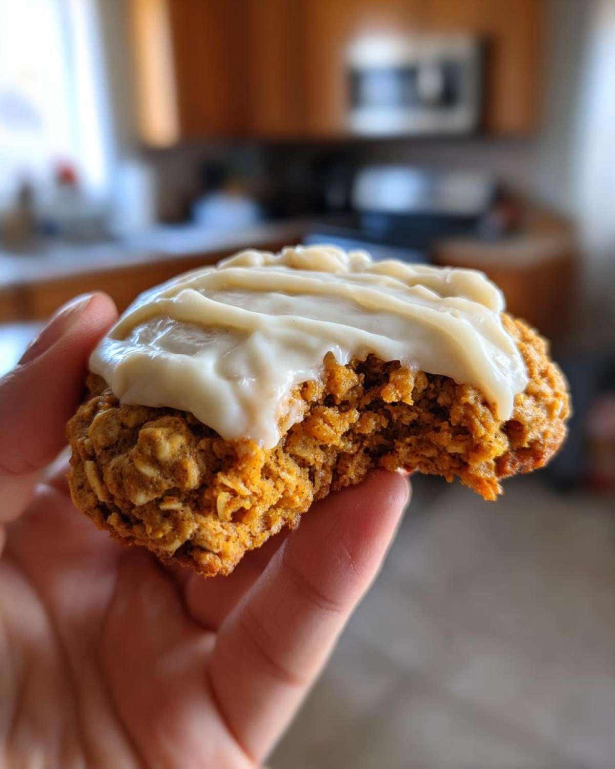 Soft Chewy Pumpkin Oatmeal Cookies Maple Frosting - detail 2