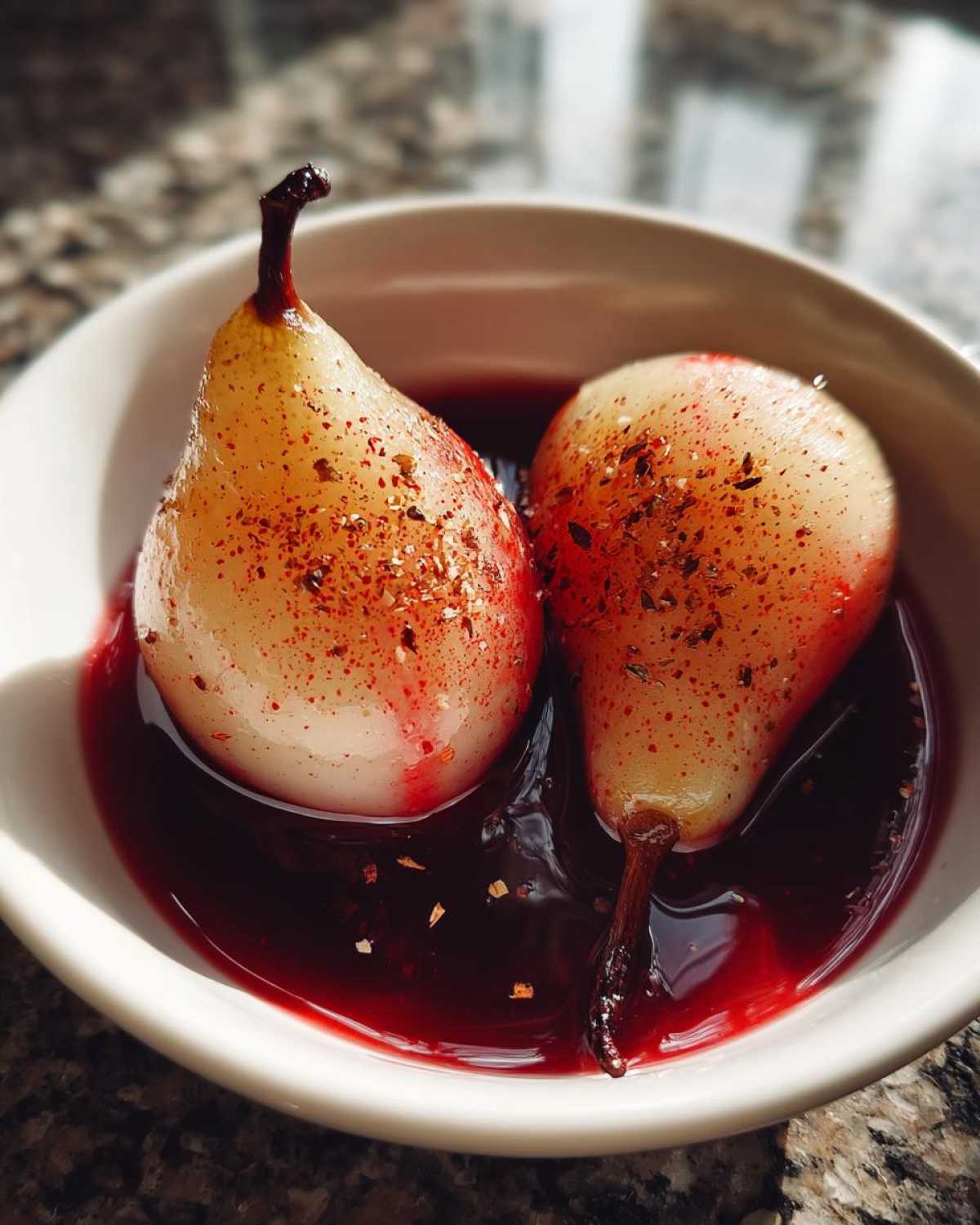 Spiced Red Wine Poached Pears - detail 1