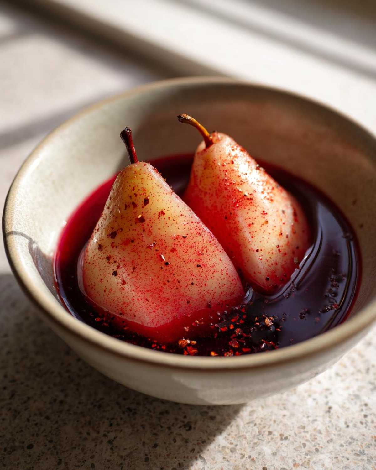 Spiced Red Wine Poached Pears - detail 2