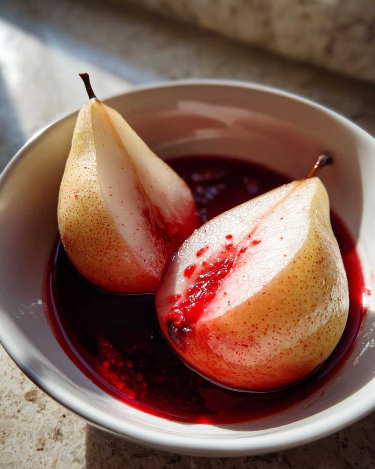 Spiced Red Wine Poached Pears - detail 3