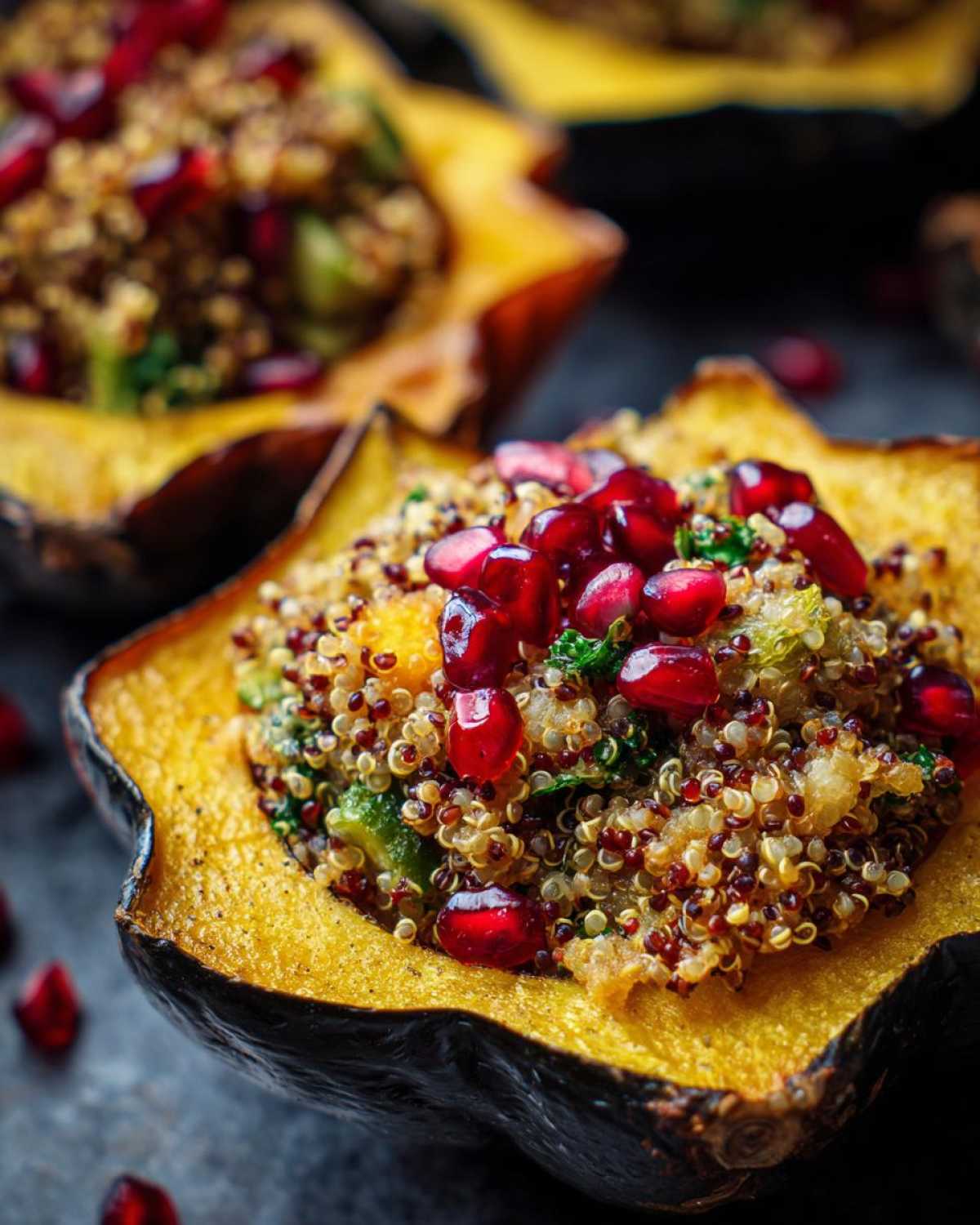 Stuffed Acorn Squash with Quinoa and Pomegranate - detail 1