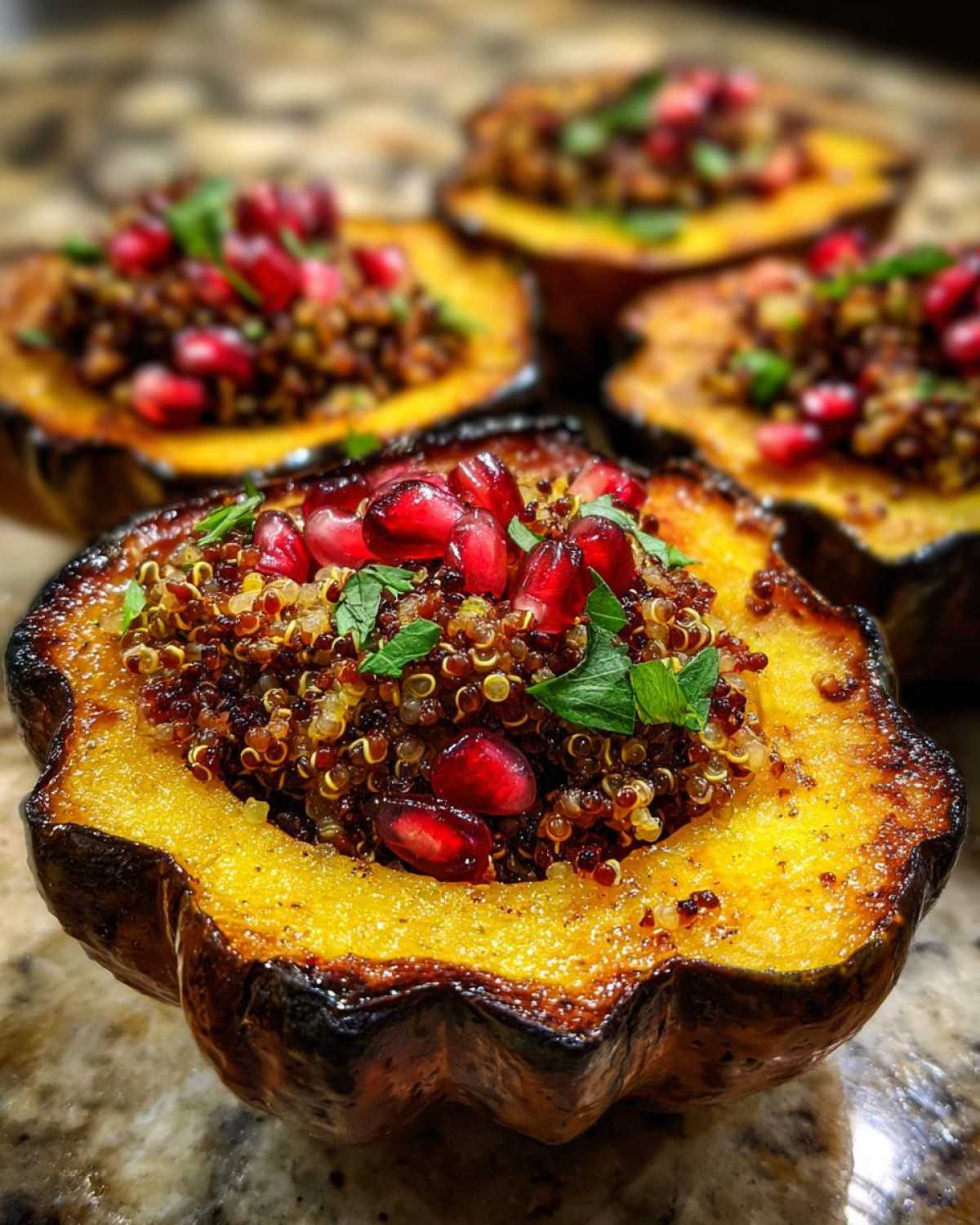 Stuffed Acorn Squash with Quinoa and Pomegranate - detail 2