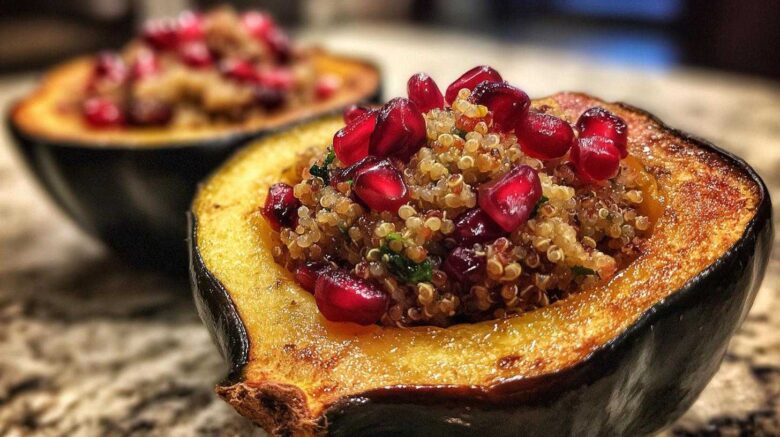 Stuffed Acorn Squash with Quinoa and Pomegranate