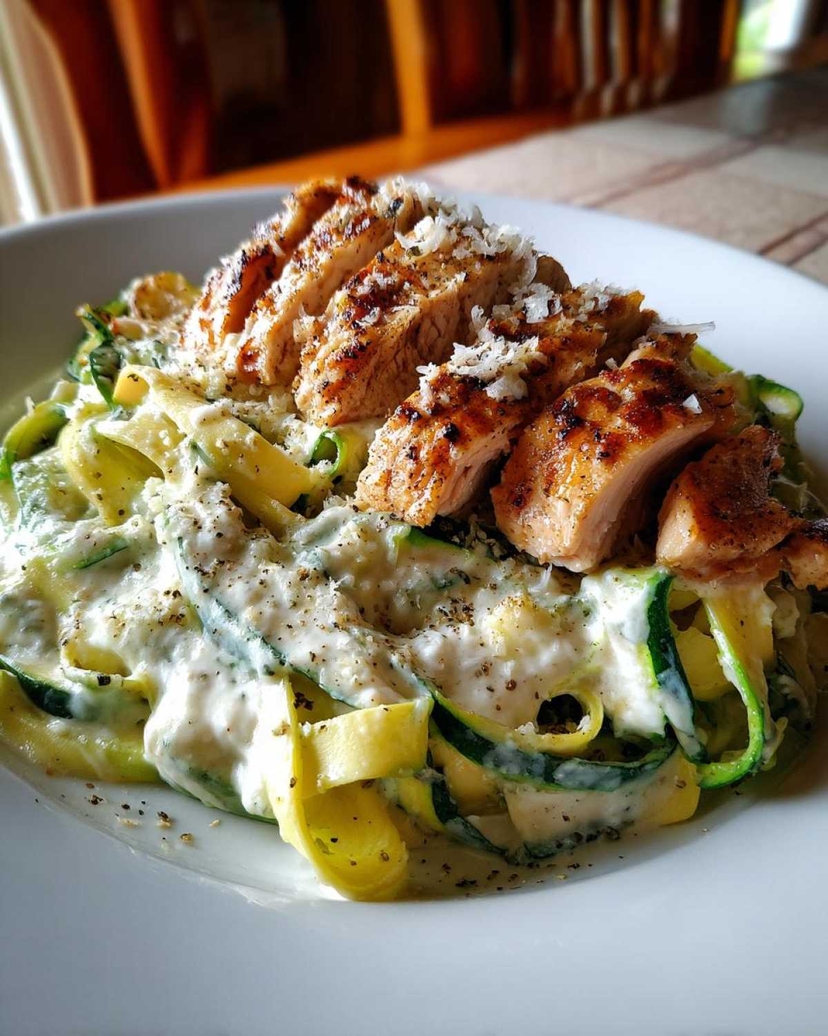 Chicken Alfredo with Zucchini Ribbons - detail 1