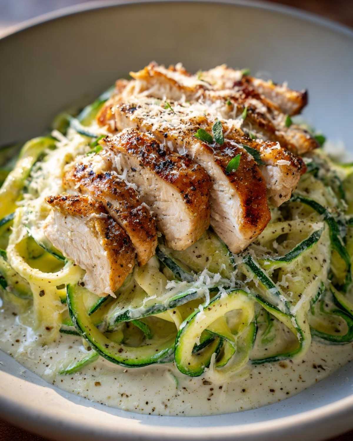 Chicken Alfredo with Zucchini Ribbons - detail 2