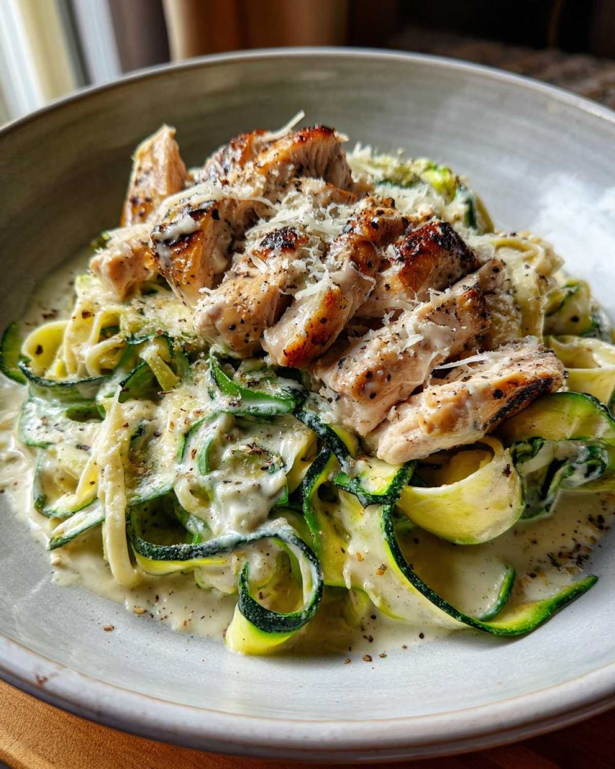 Chicken Alfredo with Zucchini Ribbons - detail 4