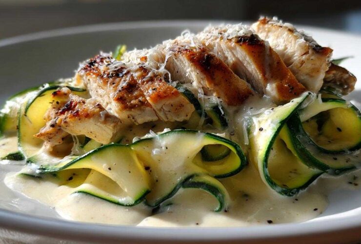 Chicken Alfredo with Zucchini Ribbons
