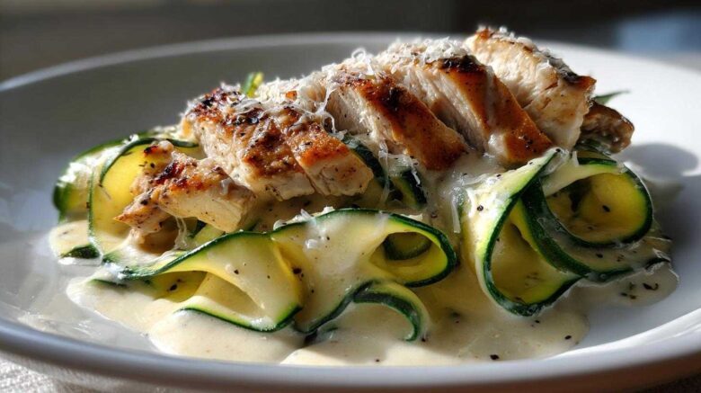 Chicken Alfredo with Zucchini Ribbons
