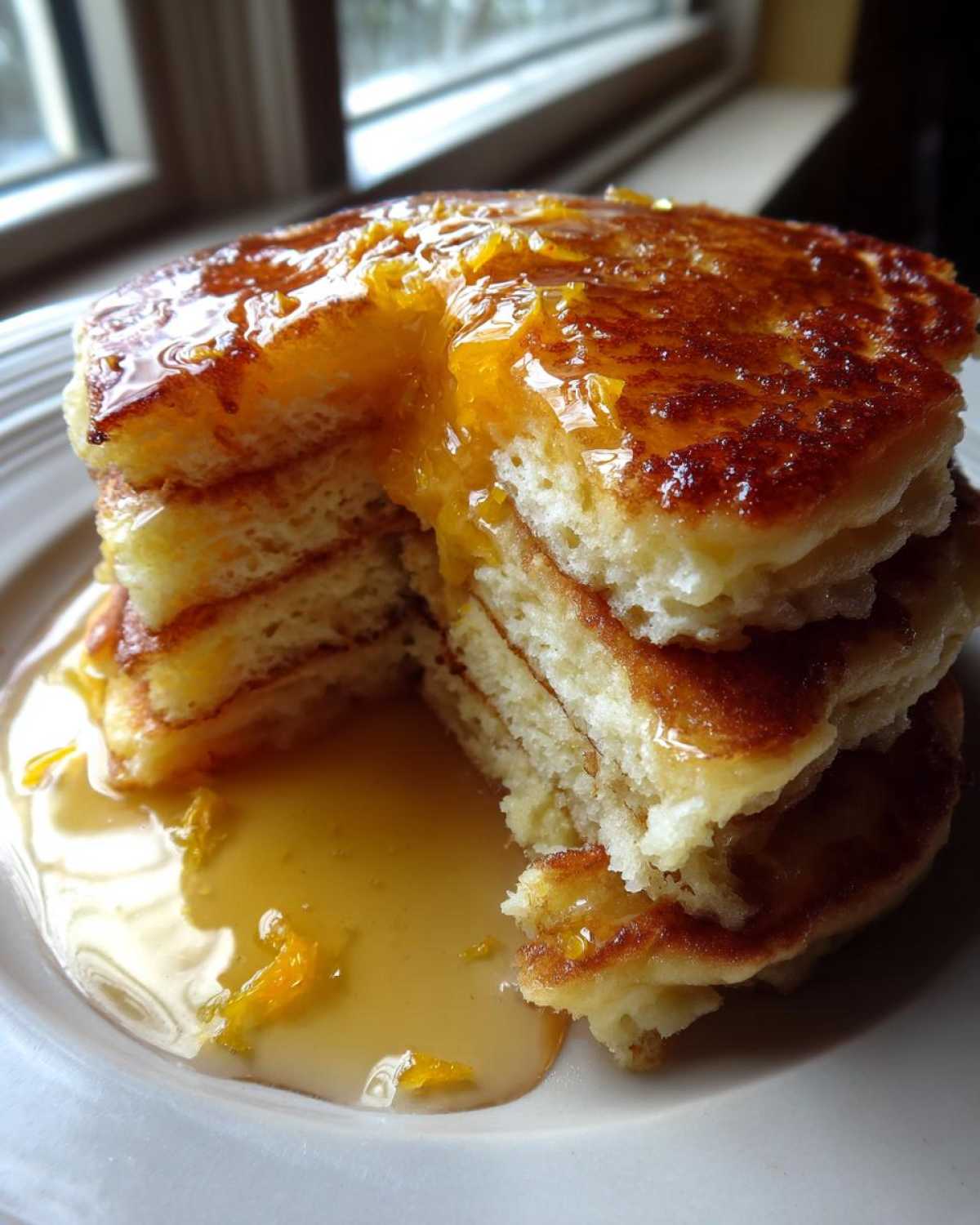 Citrus Ricotta Pancakes with Honey - detail 2