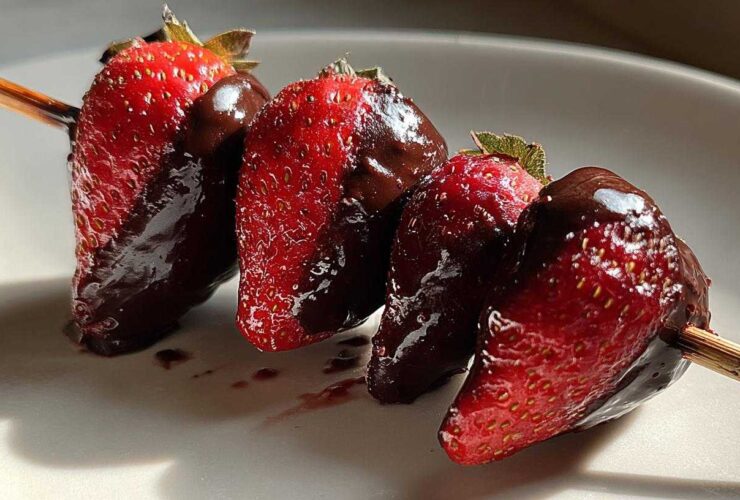 Dark Chocolate Covered Strawberry Skewers