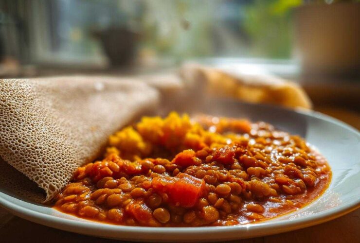 Ethiopian Lentil Stew with Injera