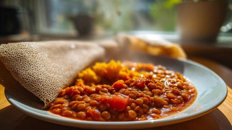 Ethiopian Lentil Stew with Injera