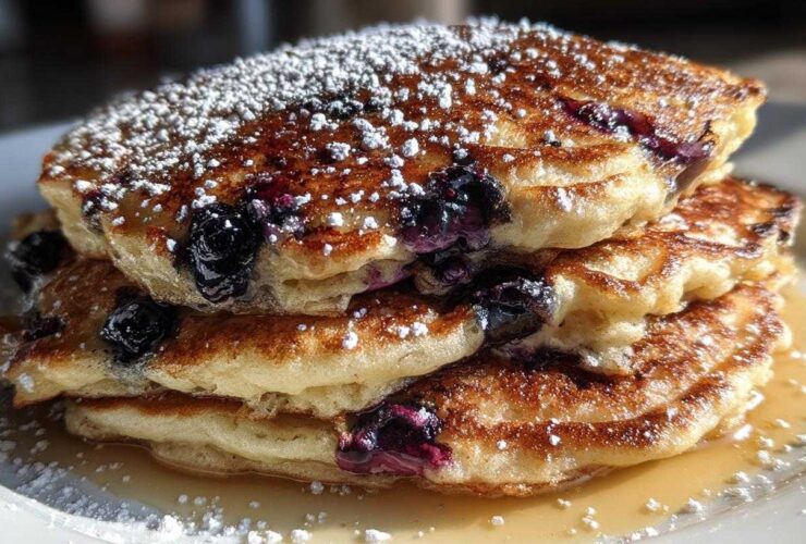 Fluffy Blueberry Oatmeal Pancakes