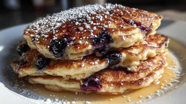 Fluffy Blueberry Oatmeal Pancakes
