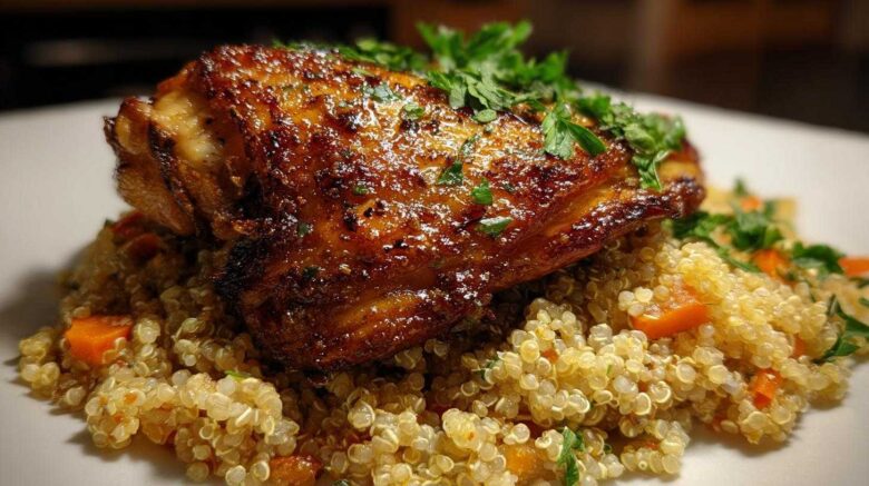 Garlic Herb Chicken Thighs with Quinoa Pilaf