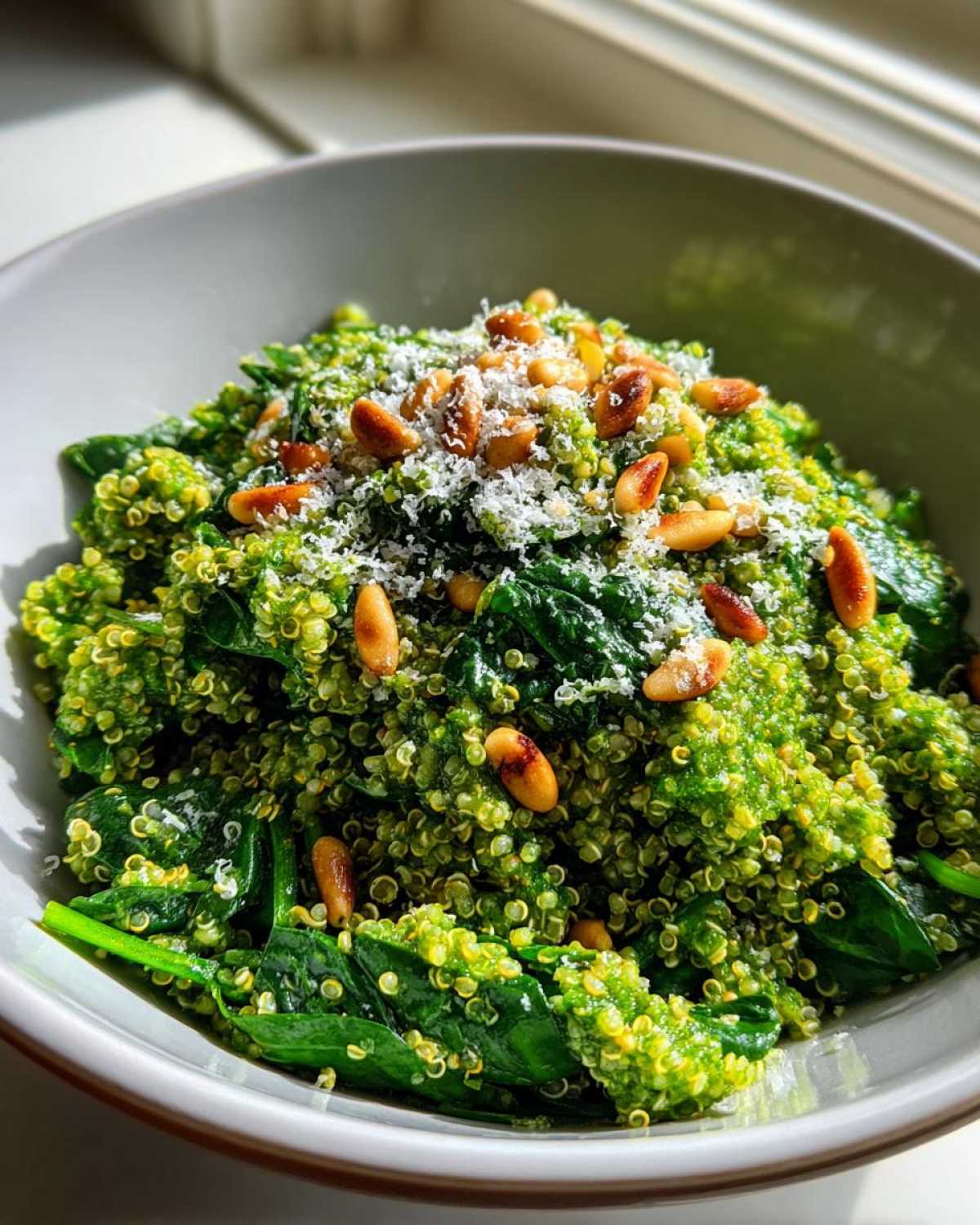 Herby Pesto Quinoa Spinach Bowls - detail 1