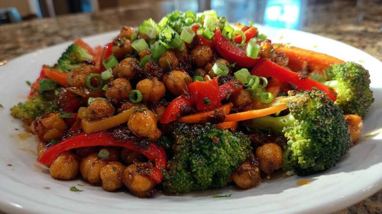 Honey Garlic Chickpea Stir Fry