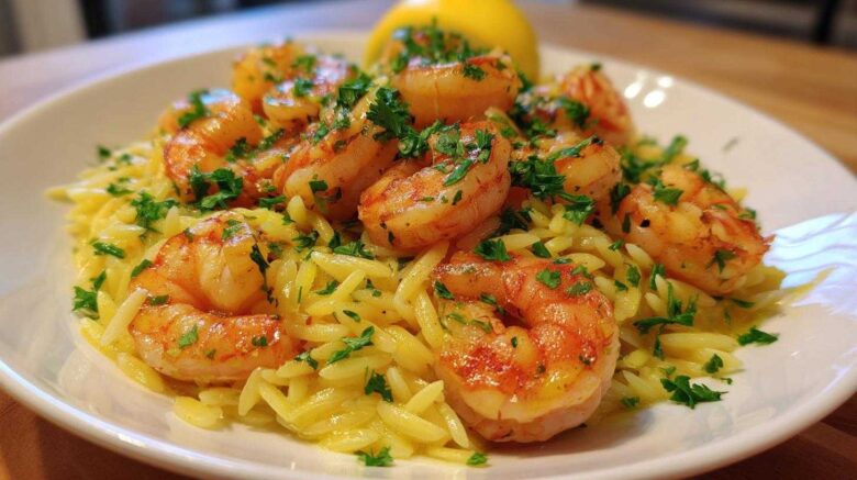 Lemon Garlic Shrimp and Orzo