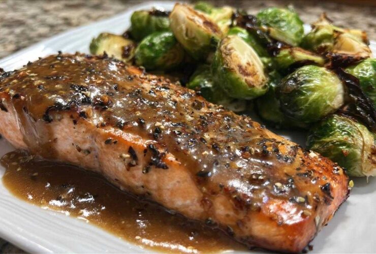 Maple Dijon Salmon with Brussels