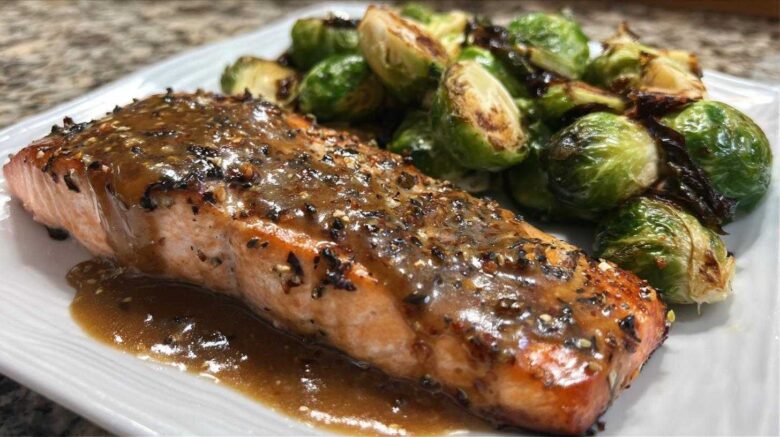 Maple Dijon Salmon with Brussels