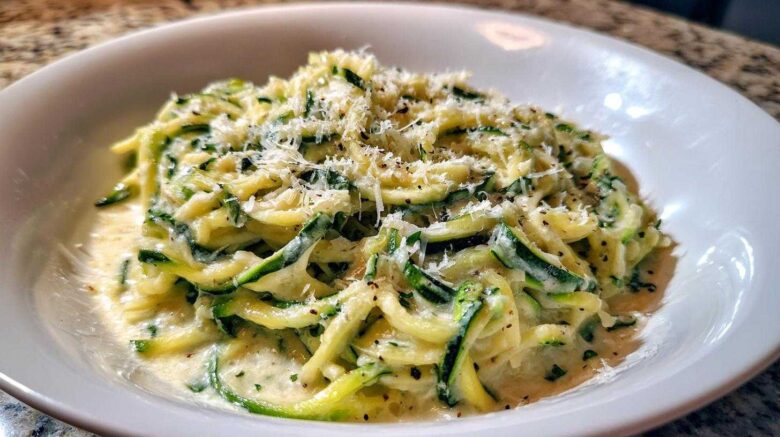 Parmesan Zucchini Noodle Alfredo