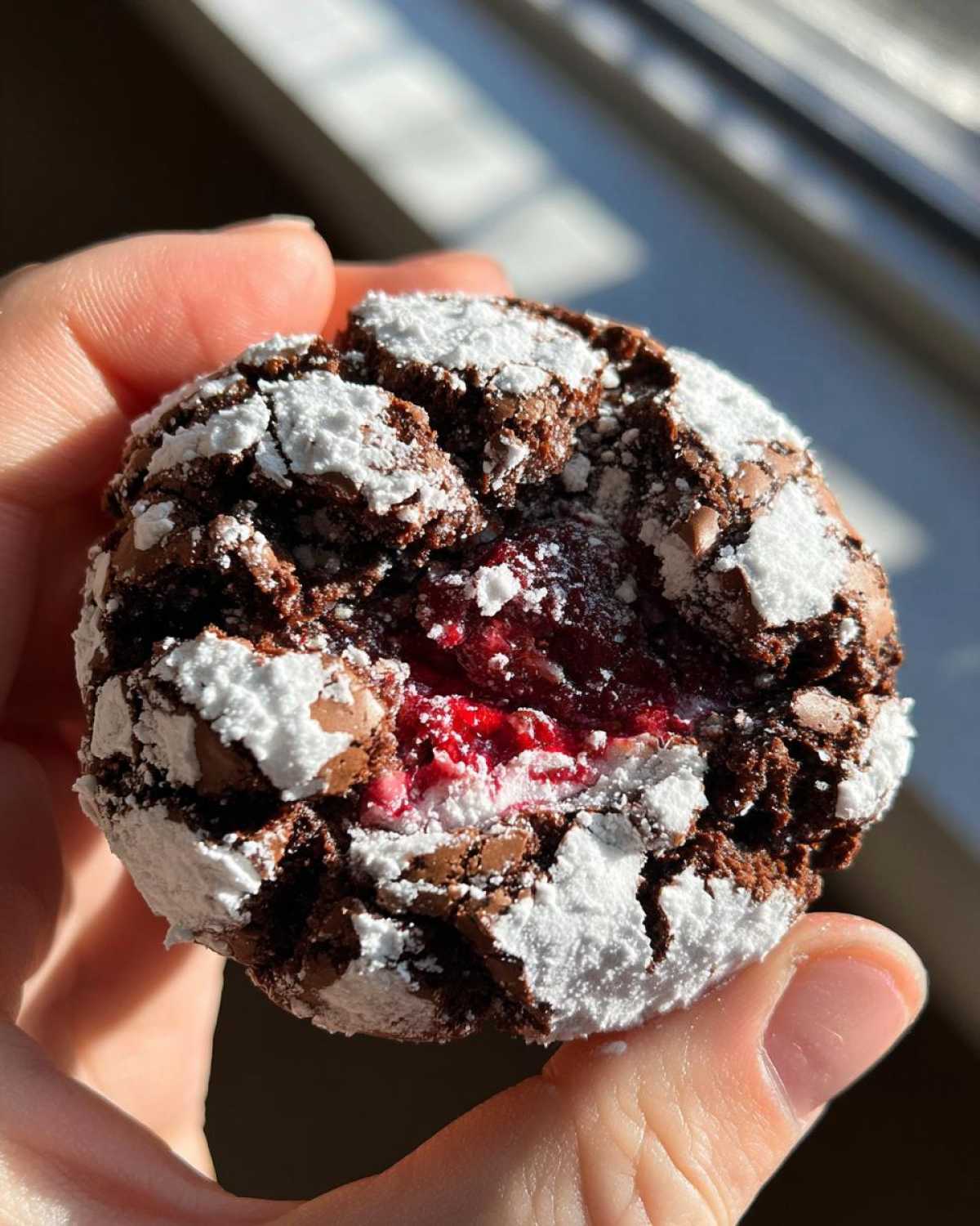 Raspberry Chocolate Crinkle Cookies - detail 1