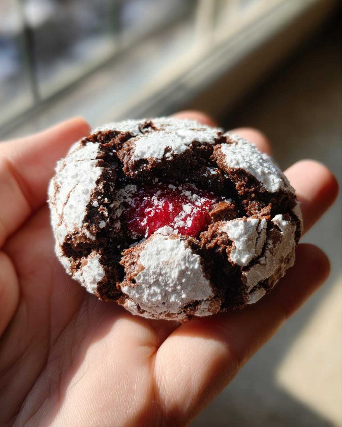 Raspberry Chocolate Crinkle Cookies - detail 3