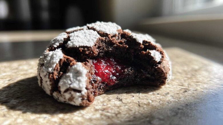 Raspberry Chocolate Crinkle Cookies