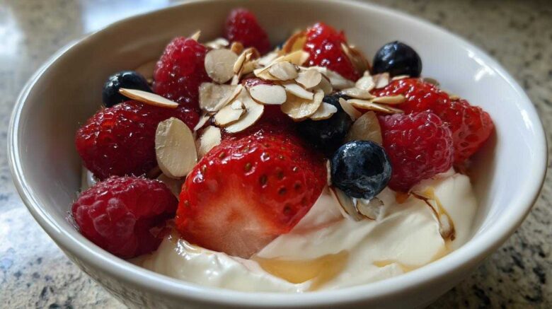 Red Berry Almond Yogurt Bowl