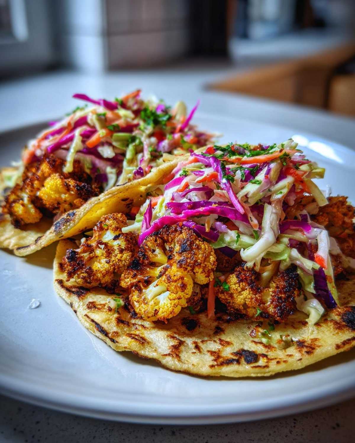 Roasted Cauliflower Tacos with Spicy Slaw - detail 1