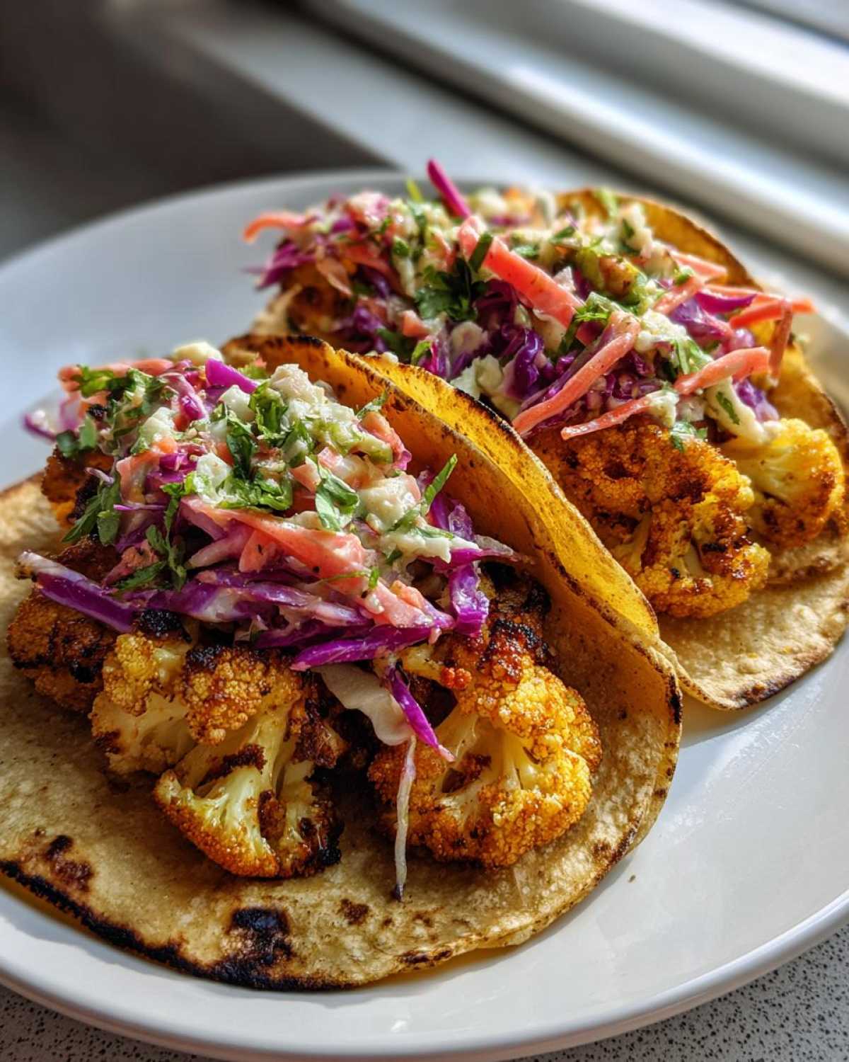 Roasted Cauliflower Tacos with Spicy Slaw - detail 3