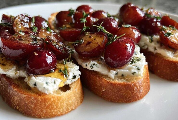 Roasted Grape and Goat Cheese Crostini