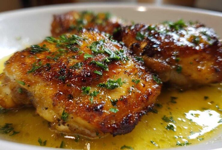 Skillet Lemon Garlic Chicken Thighs