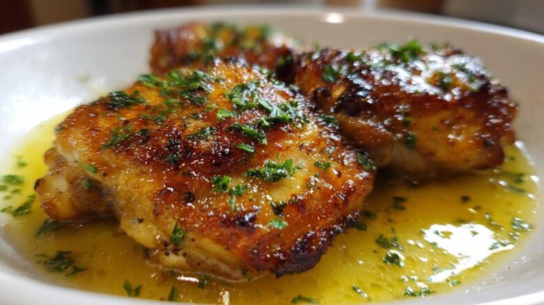 Skillet Lemon Garlic Chicken Thighs