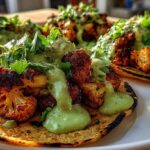 Spicy Roasted Cauliflower Tacos with Avocado Crema