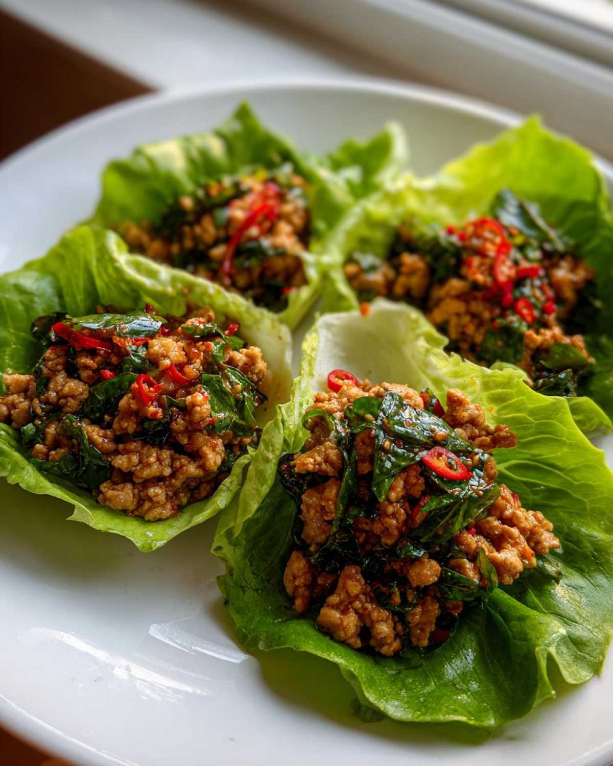 Thai Basil Chicken Lettuce Wraps - detail 1