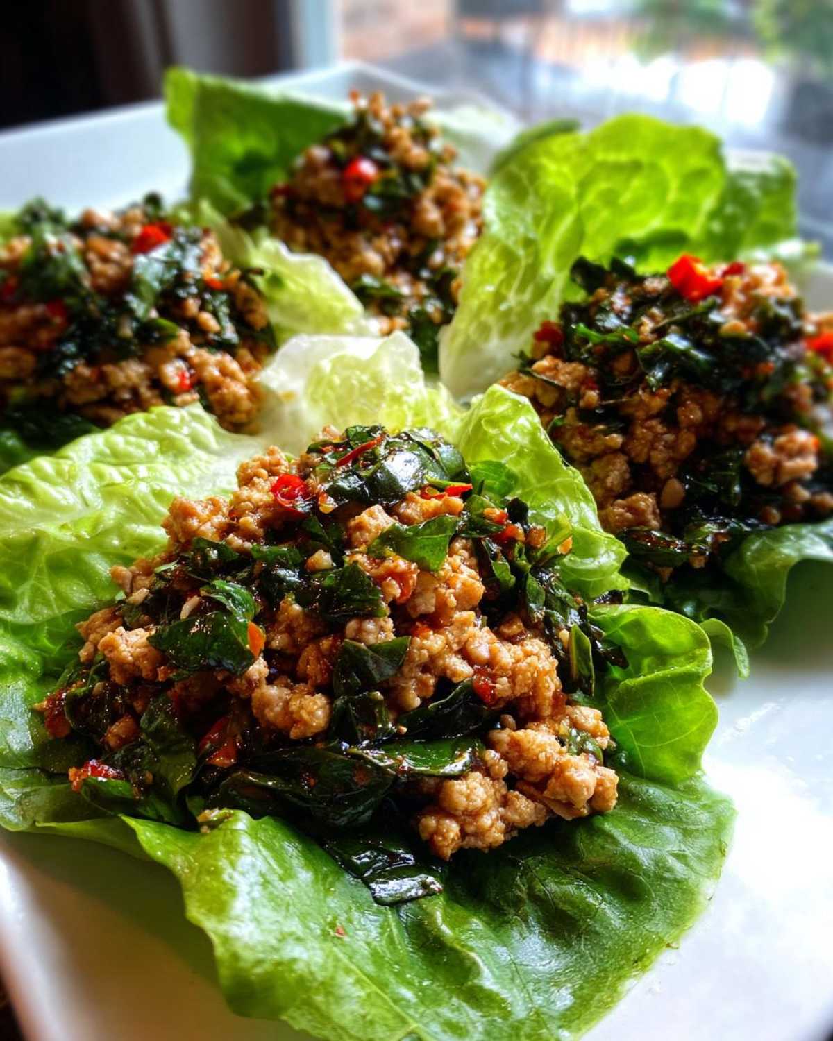 Thai Basil Chicken Lettuce Wraps - detail 2