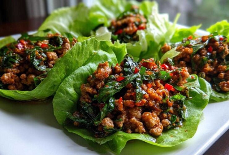 Thai Basil Chicken Lettuce Wraps