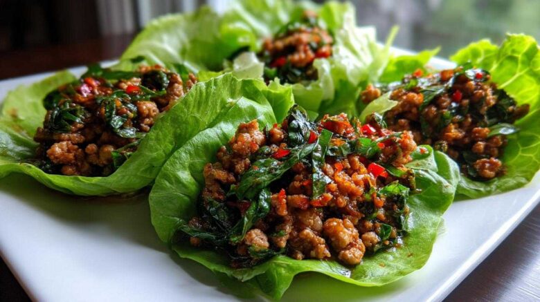Thai Basil Chicken Lettuce Wraps
