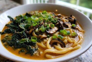 Vegan Ginger Miso Broth with Udon