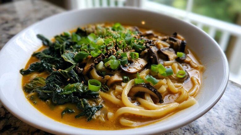 Vegan Ginger Miso Broth with Udon