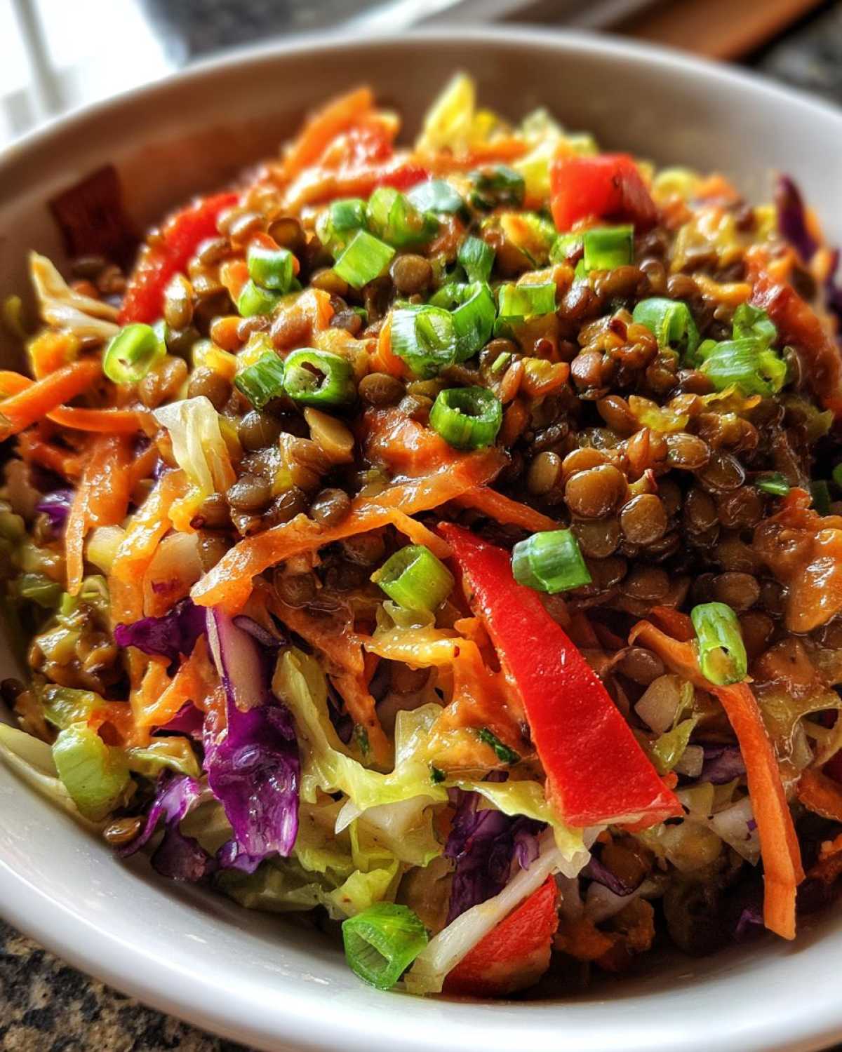 Warm Lentil Spring Roll Bowls - detail 2