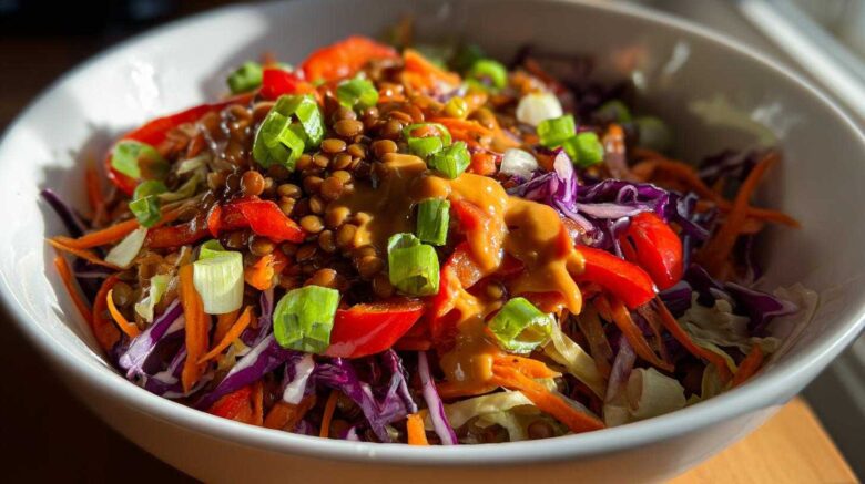 Warm Lentil Spring Roll Bowls