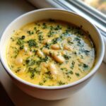 Close-up of a bowl of Vegan Creamy Lemon Garlic White Bean Soup topped with fresh parsley.